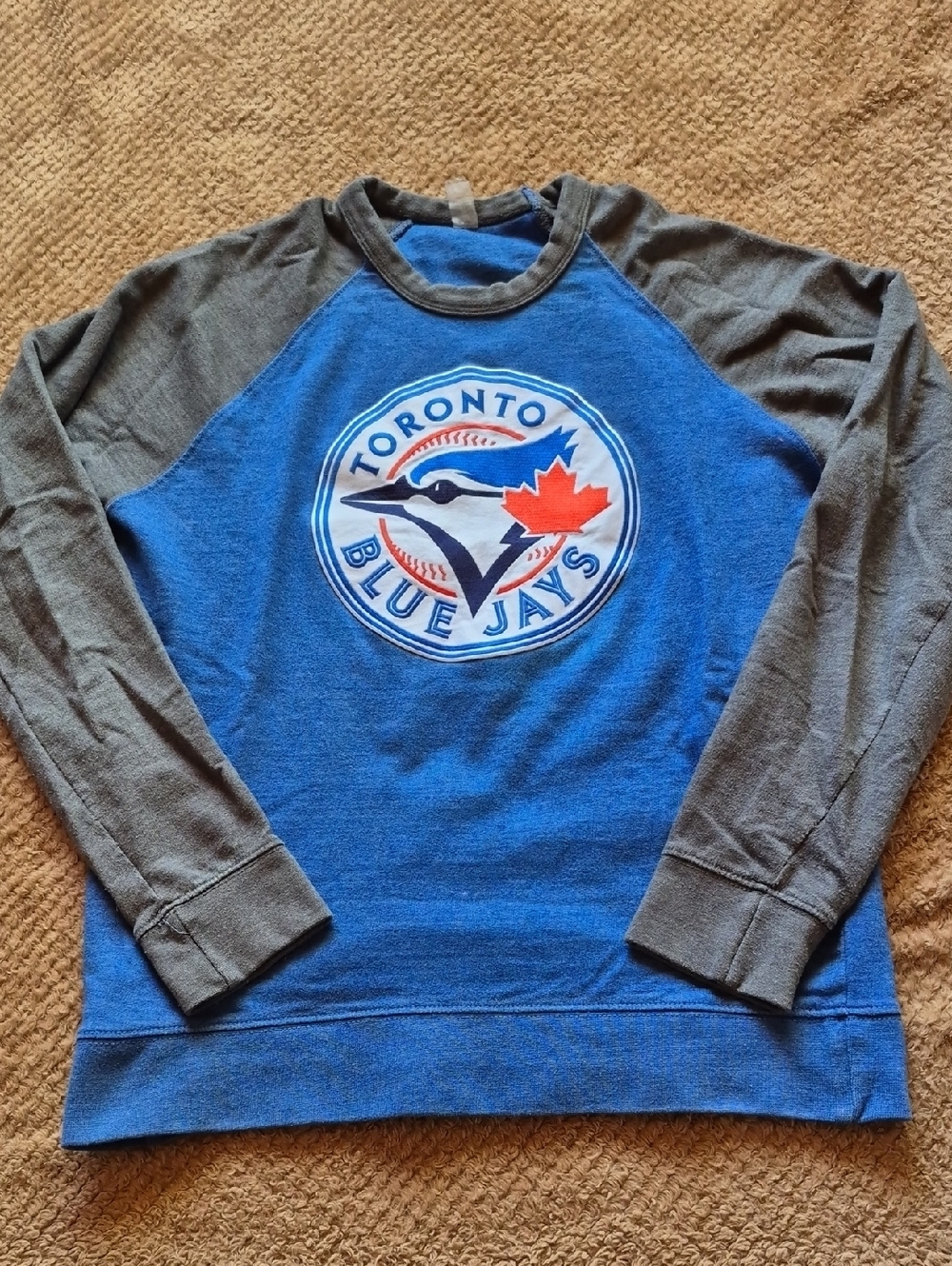 Toronto Blue Jays Raglan Crewneck Sweatshirt - Blue & Gray